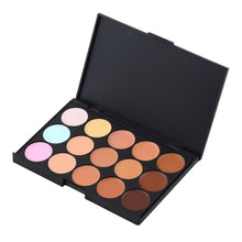Load image into Gallery viewer, Professional Makeup tool set 15 Color Face Concealer Eyeshadow Palette + Wood Handle Flat Angled Brush kit Make up Setke up Set
